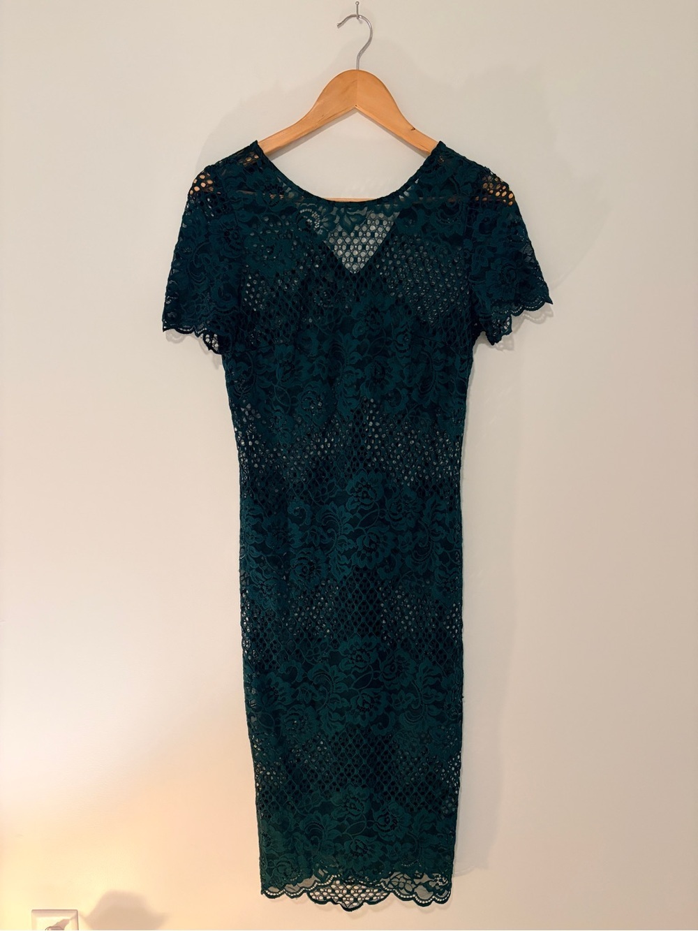 Emerald Lace Overlay Dress with black body bodycon